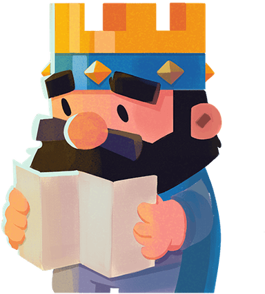 Clash Royale King looking at a map.